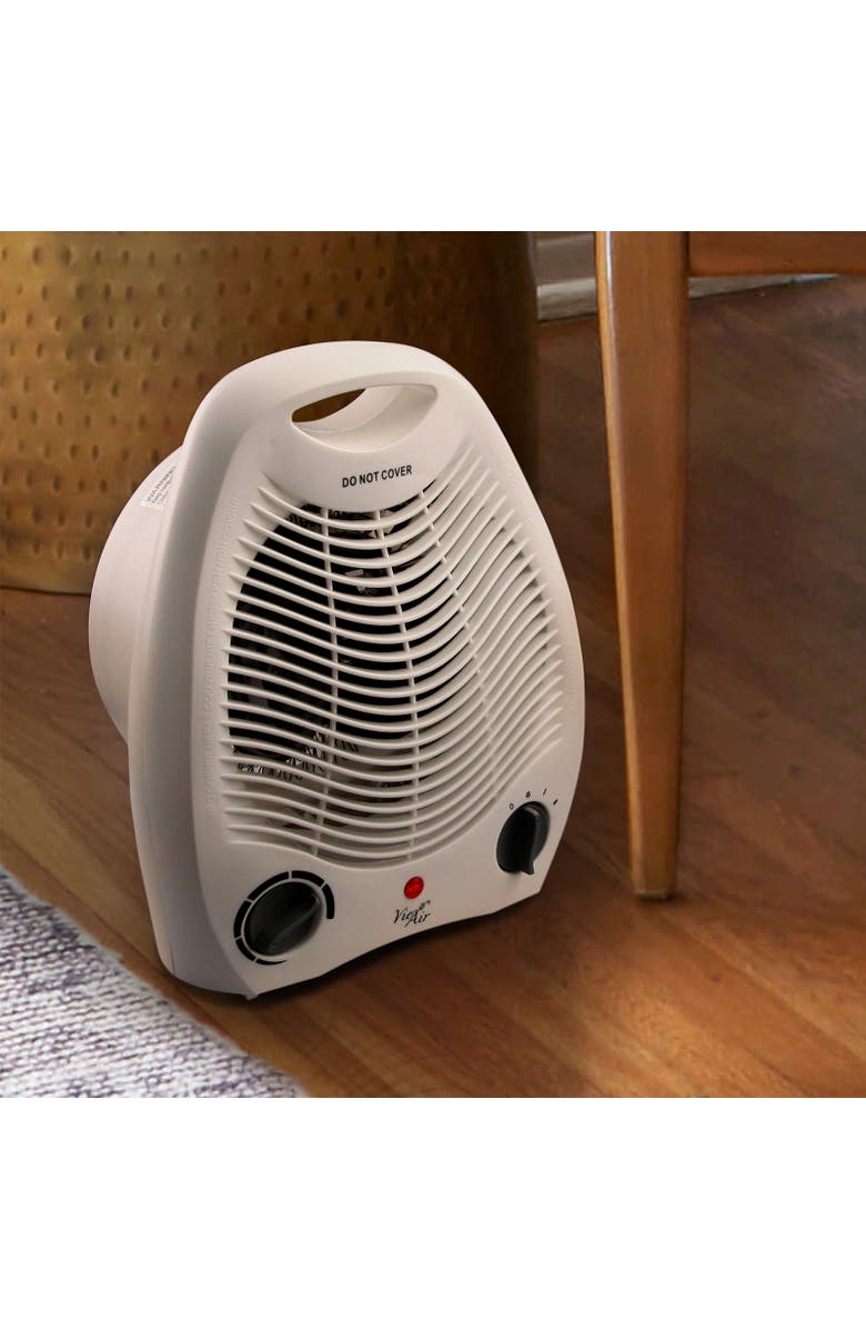 Vie Air 1500W Portable 2 Settings White Office Fan Heater with Adjustable Thermostat, Alternate, color, White