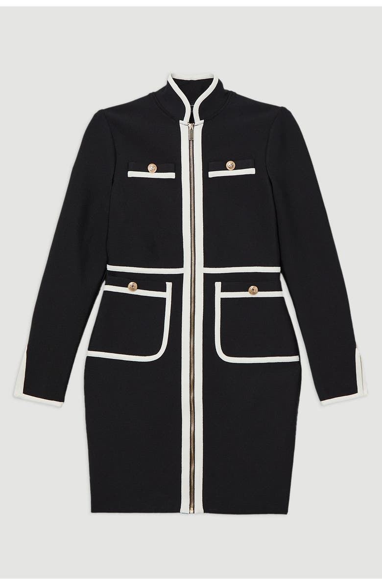 Karen Millen Bandage Knit Military Detail Dress, Alternate, color, Mono