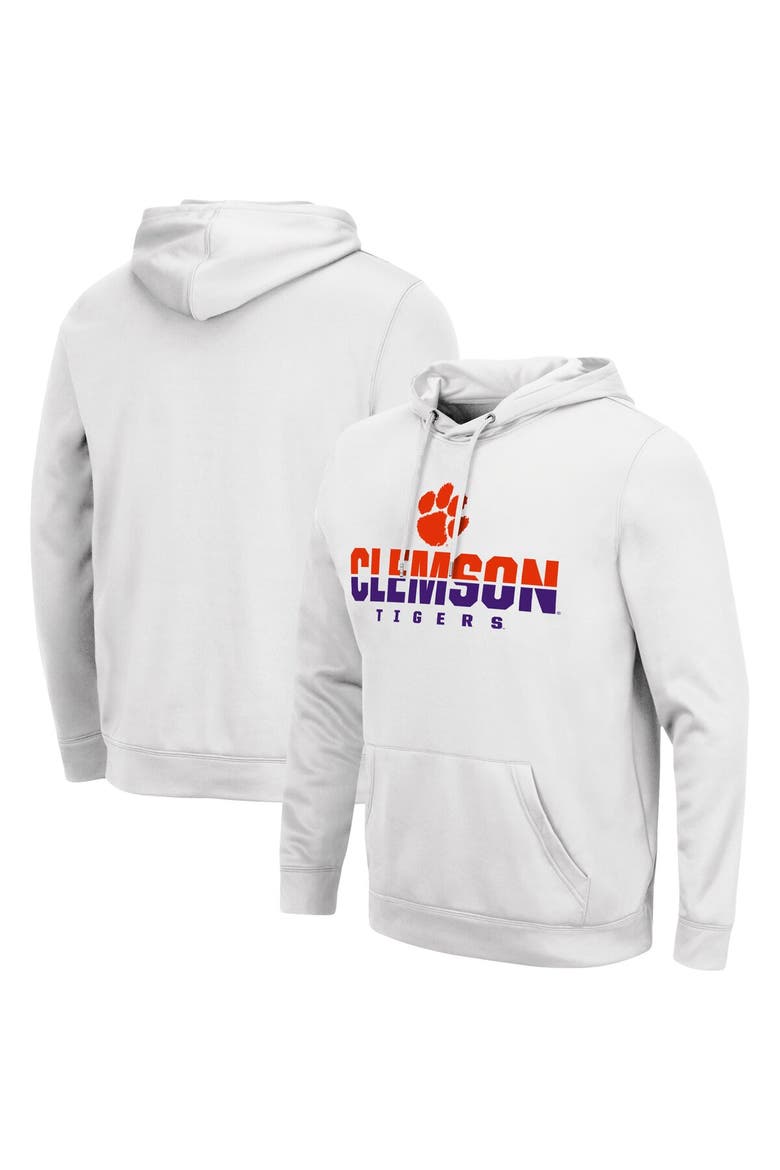 Men's Colosseum White Clemson Tigers Lantern Pullover Hoodie, Main, color, White