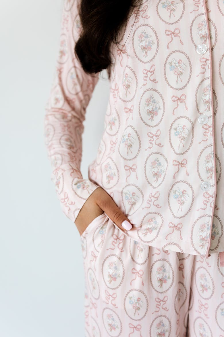 Blaire Long Sleeve Sleepwear Set, Alternate, color, Floral / Bow Print