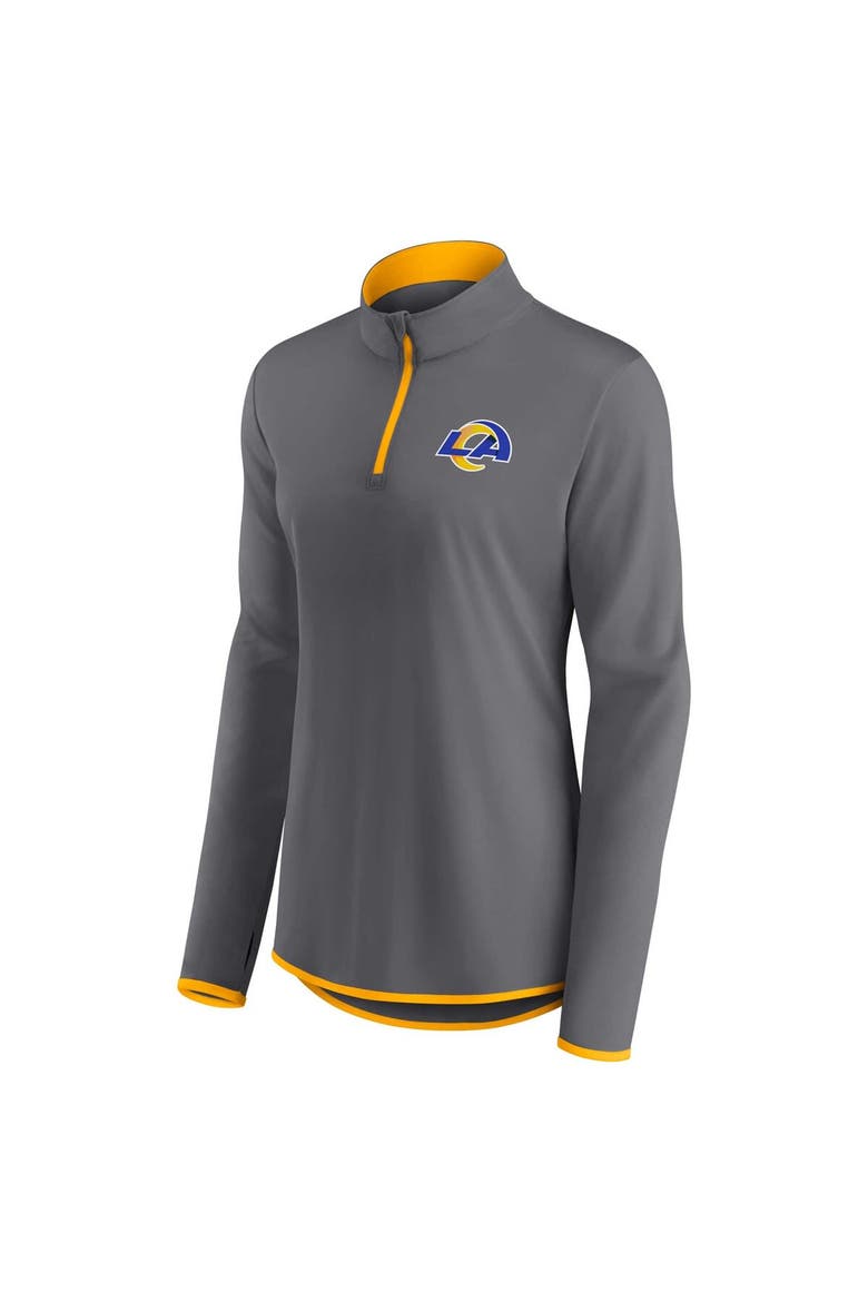 Women's Fanatics Branded  Gray Los Angeles Rams Corner Long Sleeve 1/4 Zip Top, Alternate, color, Gray
