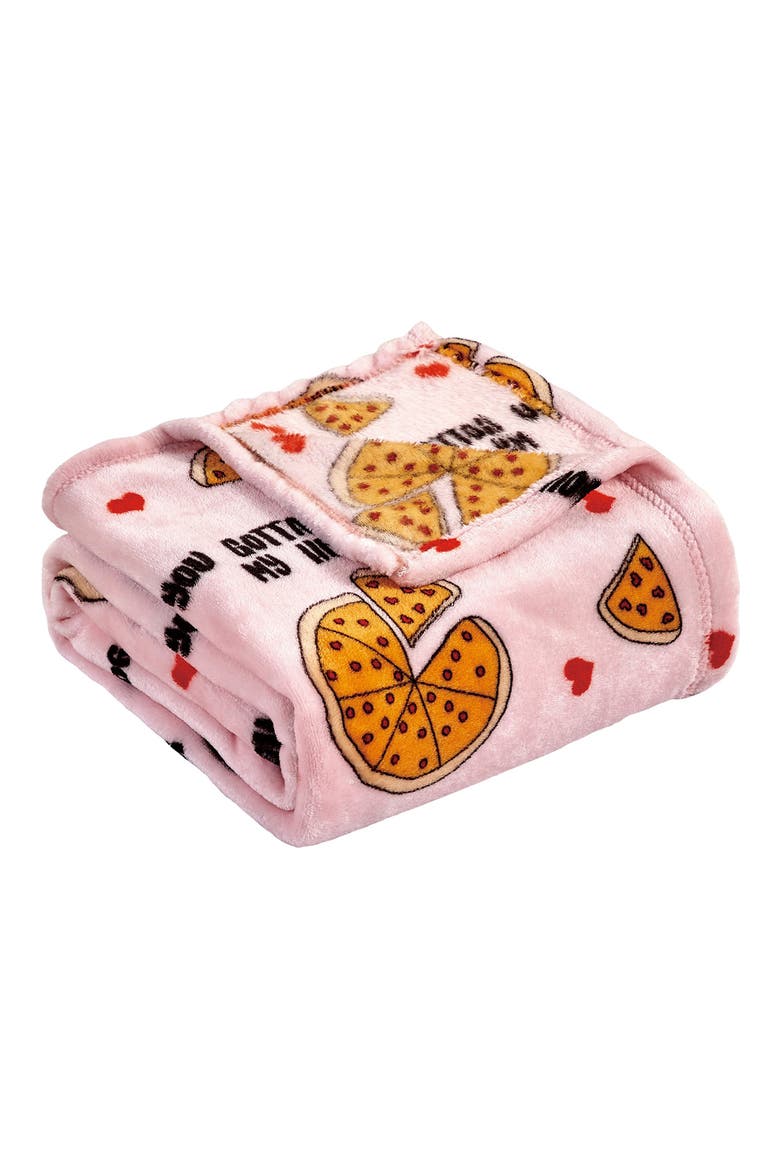 Pizza My Heart Plush Throw Blanket, Main, color, PINK MULTI
