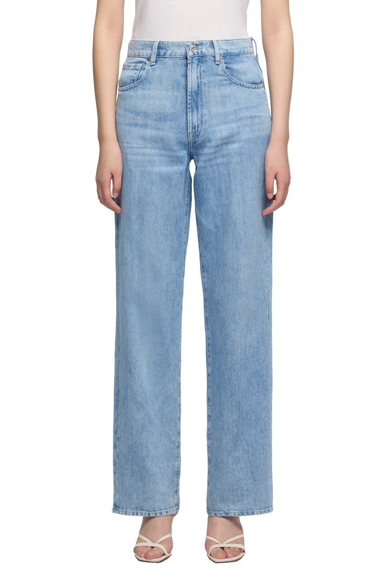Stovepipe Straight Leg Cotton & Linen Jeans, Main, color, IRIS