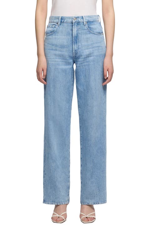 Stovepipe Straight Leg Cotton & Linen Jeans (Iris)