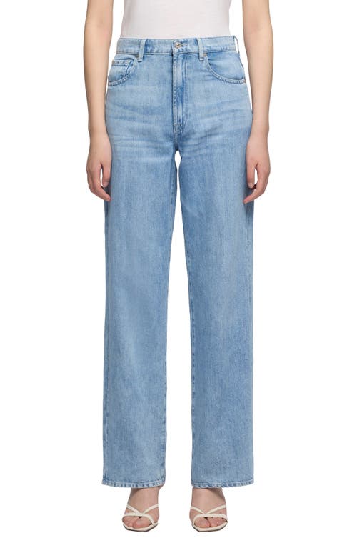 7 For All Mankind Stovepipe Straight Leg Cotton & Linen Jeans in Iris at Nordstrom, Size 31
