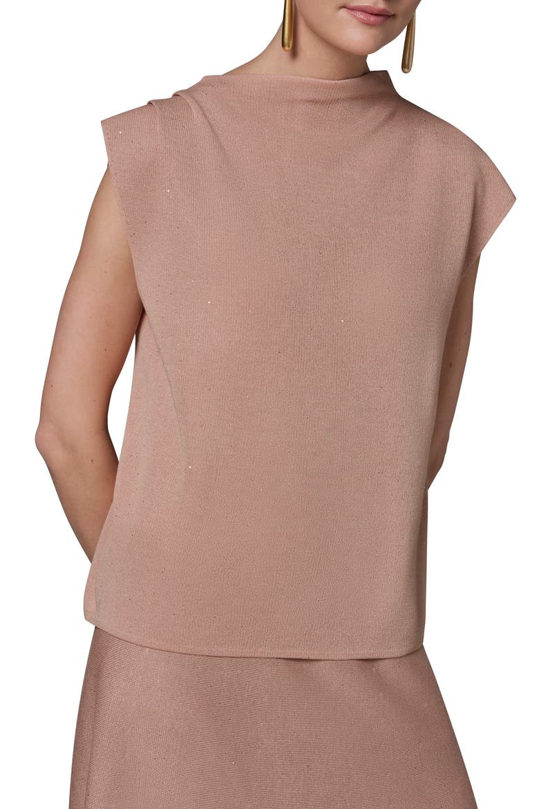 Shimmer Asymmetric Mock Neck Sweater, Main, color, UMBRIA