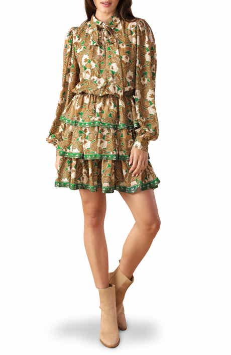 FLYING TOMATO Print Long Sleeve Minidress