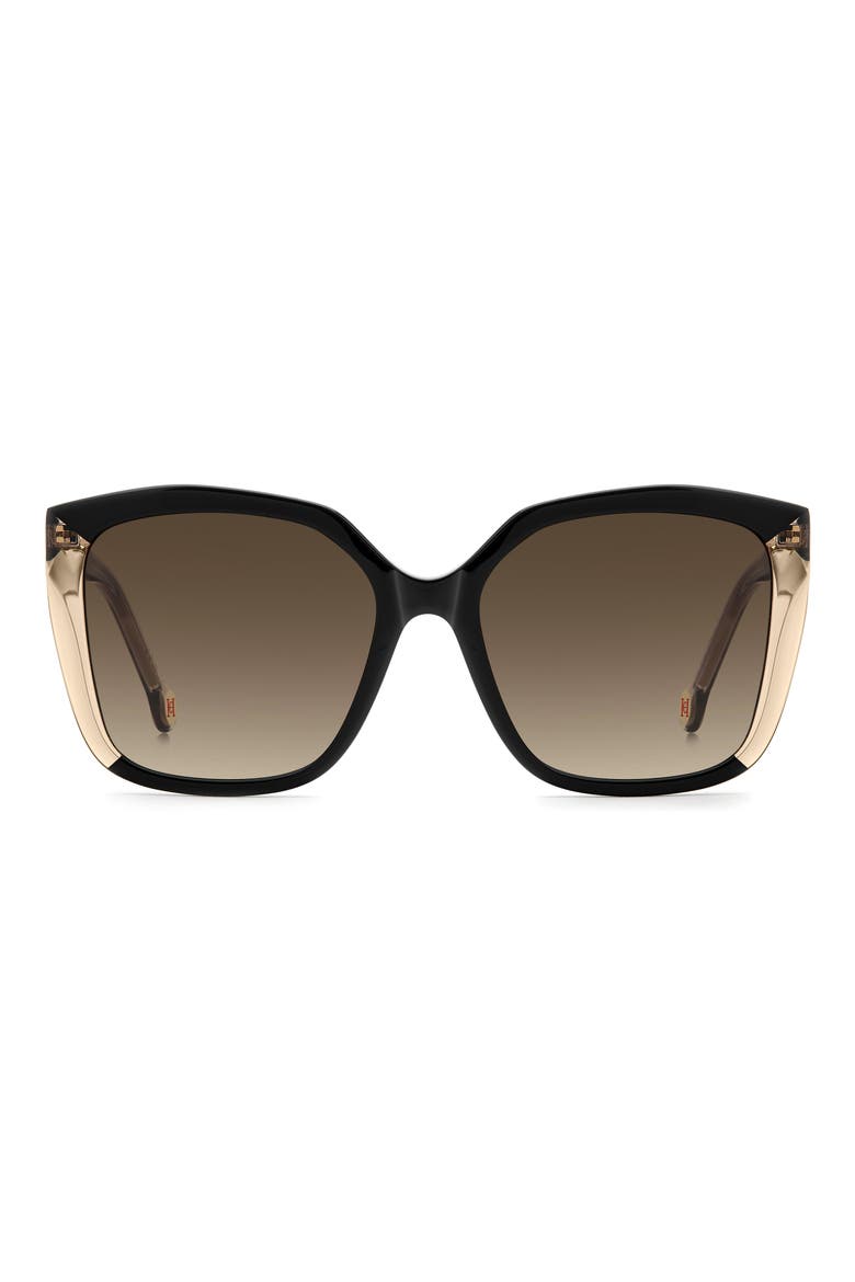 Her 57mm Gradient Square Geometric Sunglasses, Main, color, BLACK NUDE/ BROWN SF
