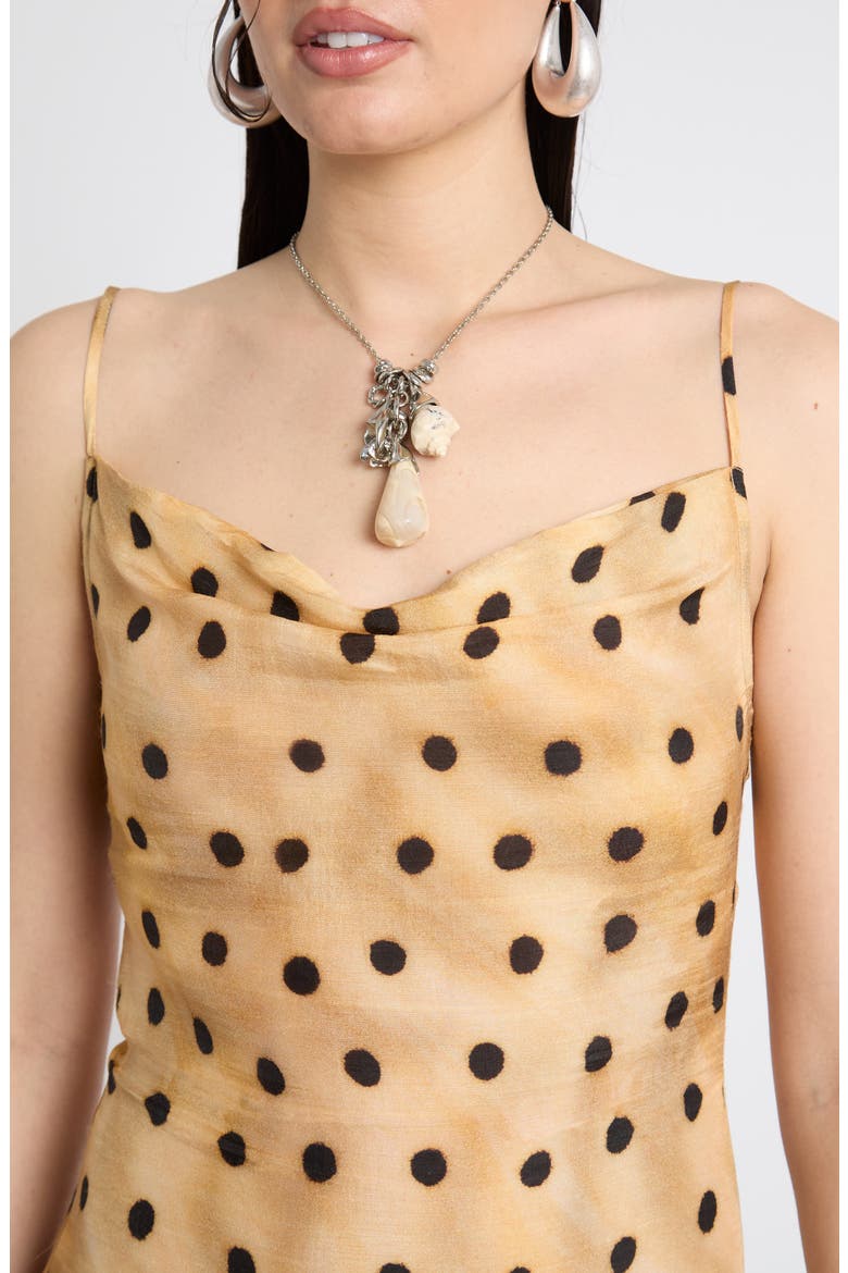 Polka Dot Cowl Neck Maxi Dress, Alternate, color, OKRA YELLOW MULTI