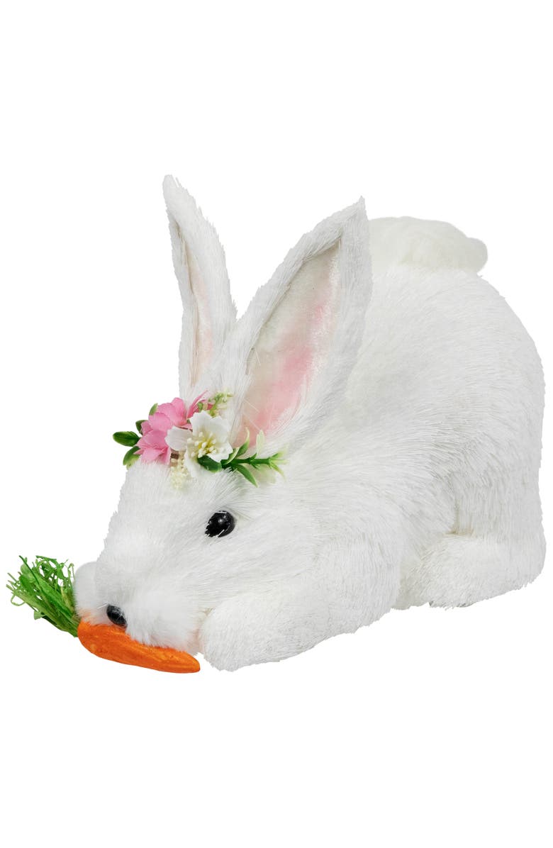 Northlight Easter Rabbit with Carrot Figurine - 9.25" - White, Main, color, White