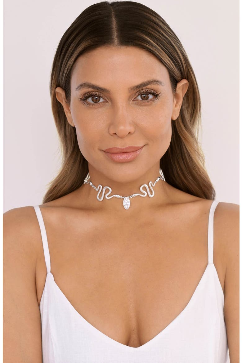 Serpentina Choker Necklace, Alternate, color, SILVER