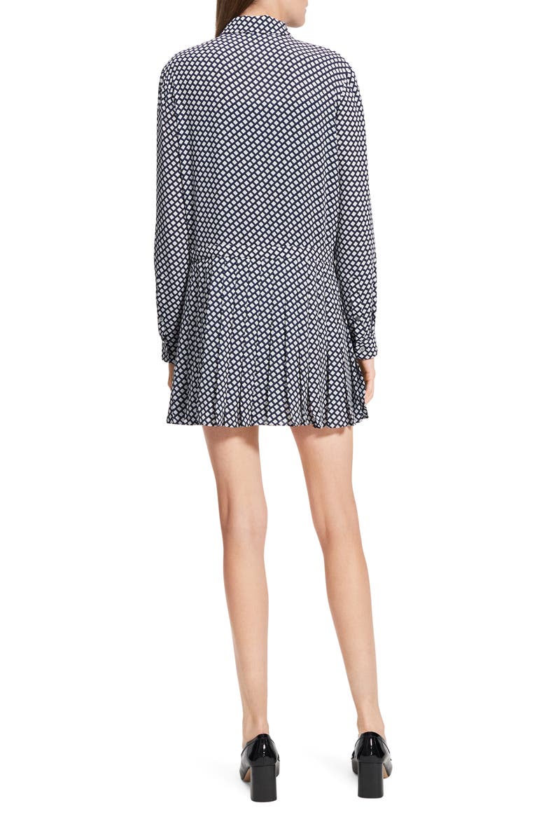 Theory Tie Neck Long Sleeve Mini Shirtdress, Alternate, color, 