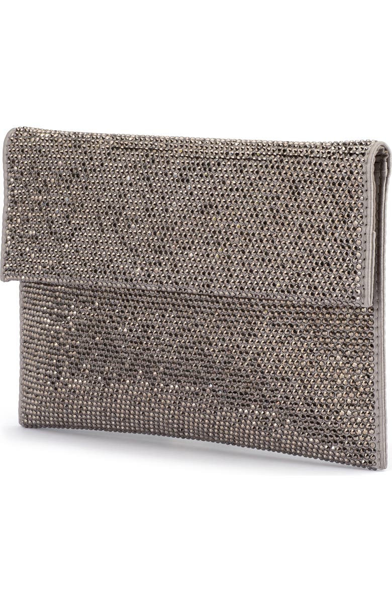 Olga Berg Cara Crystal Envelope Clutch, Alternate, color, Gunmetal