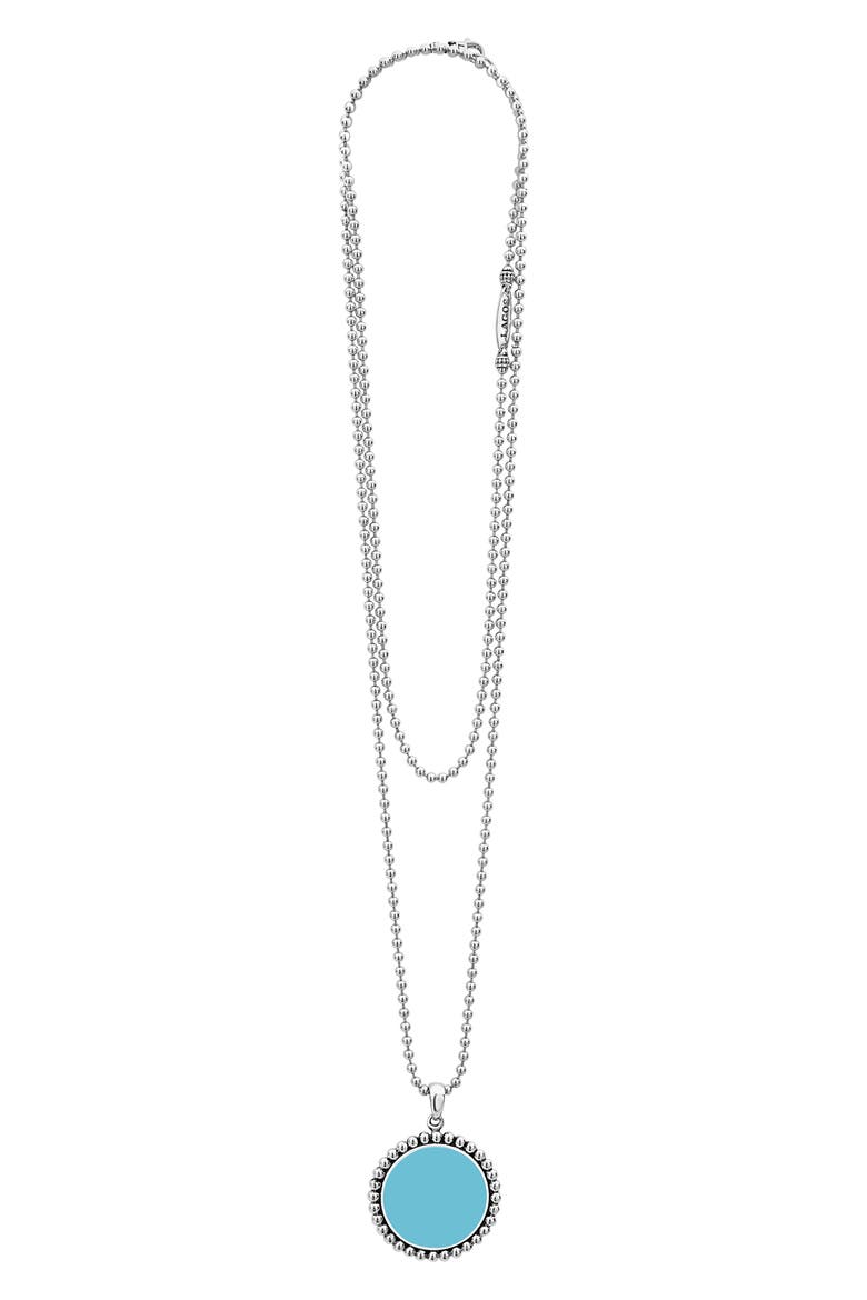 Maya Blue Ceramic Pendant Necklace, Main, color, SILVER/ BLUE