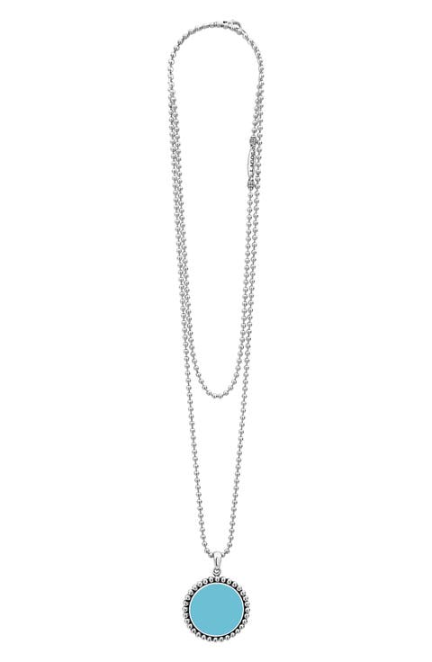 Maya Blue Ceramic Pendant Necklace