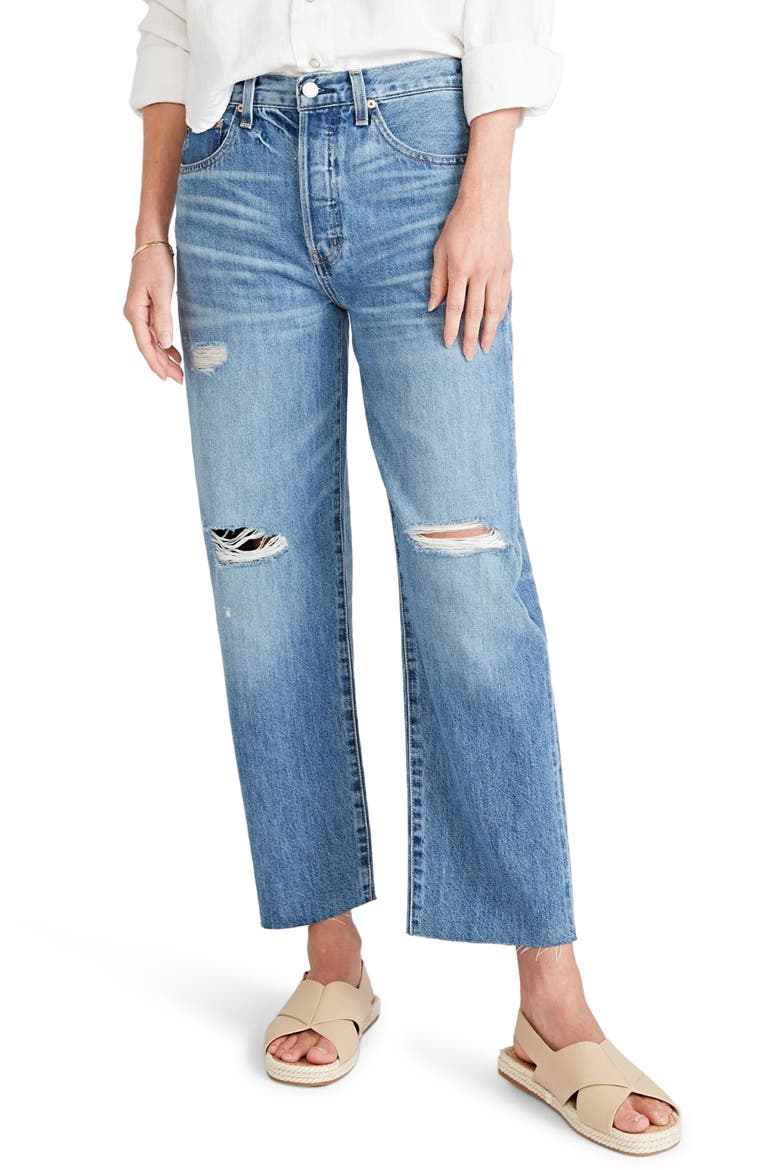 Tyler Ripped High Waist Wide Leg Jeans, Main, color, FLEETWOOD