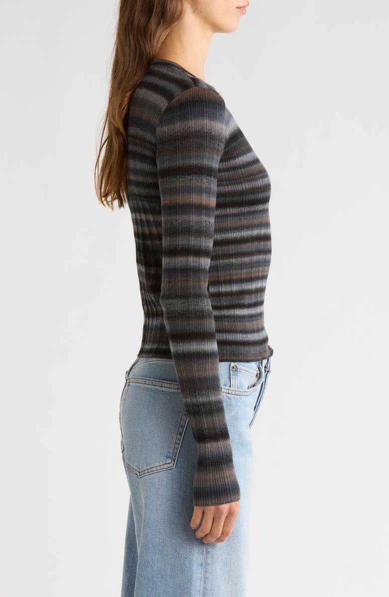 Re/Done Space Dye Stripe Rib Wool Sweater, Alternate, color, Blackcombo