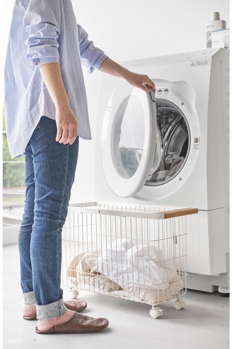 Rolling Laundry Basket, Alternate, color, WHITE