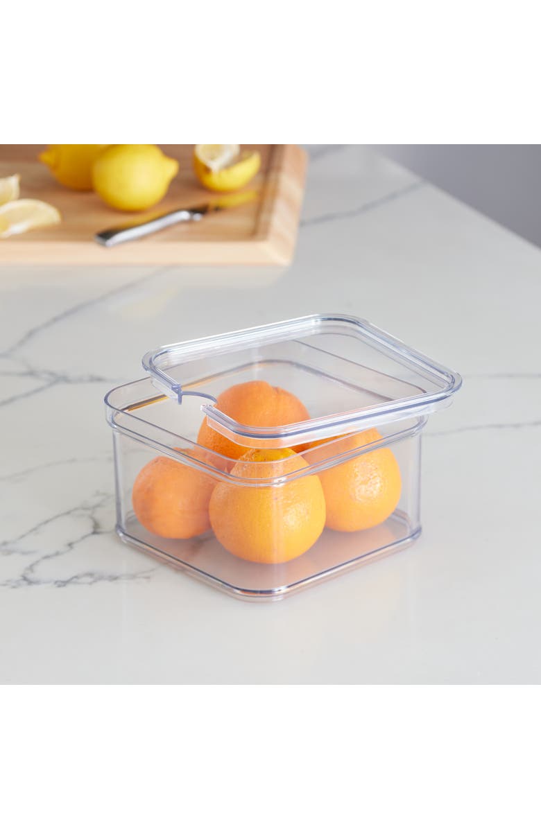 iDesign Stackable Fridge Organizer Bins with Lids - Set of 3 - Clear, Alternate, color, 