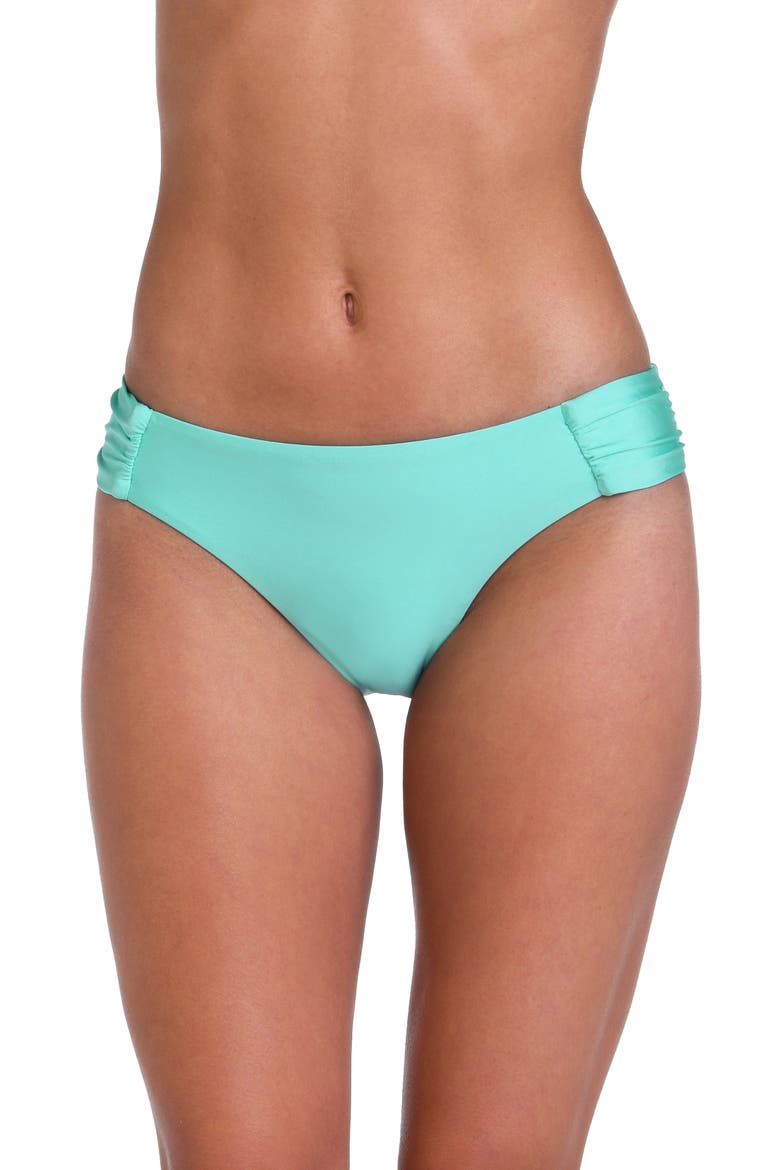Solids Shirred Side Bikini Bottoms, Main, color, SEAGLASS