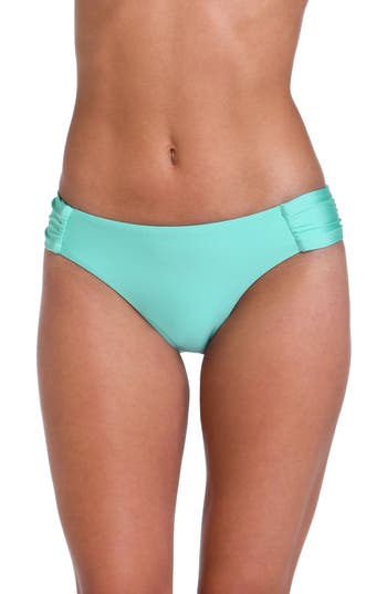 Sunshine 79 Solids Shirred Side Bikini Bottoms In Green