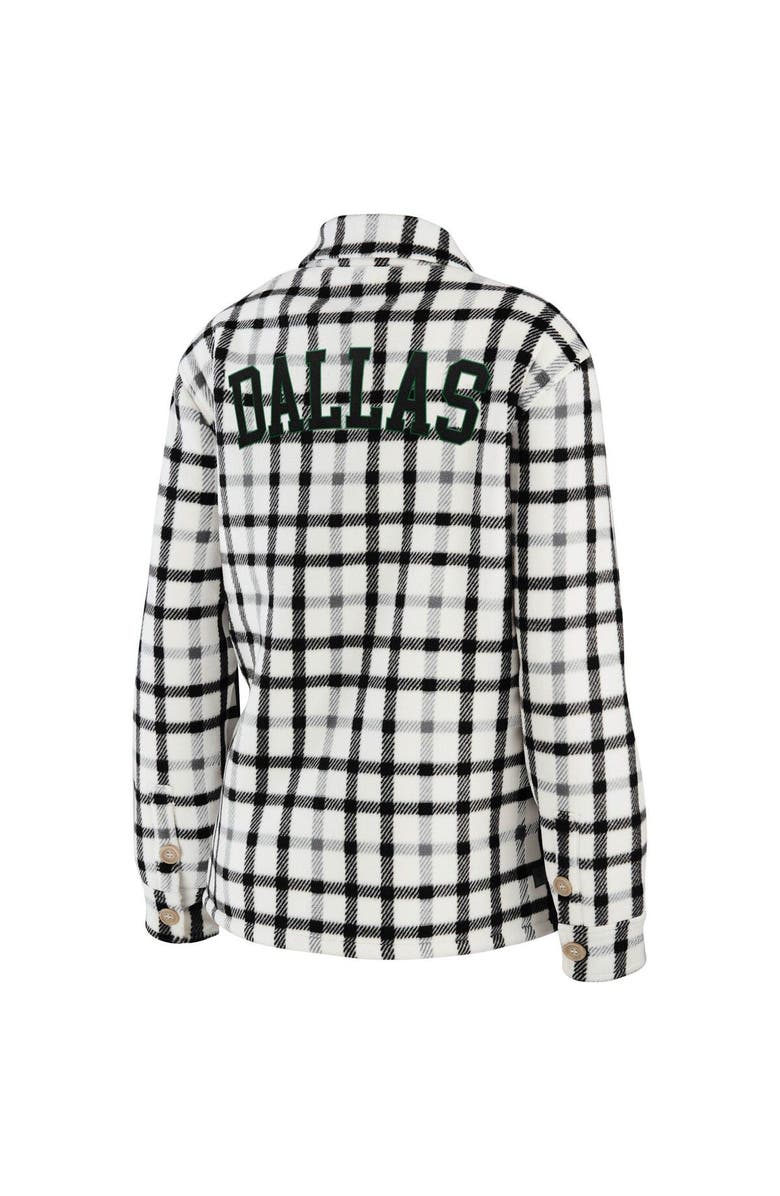 WEAR by Erin Andrews Women's WEAR by Erin Andrews Oatmeal Dallas Stars Plaid Button-Up Shirt Jacket, Alternate, color,