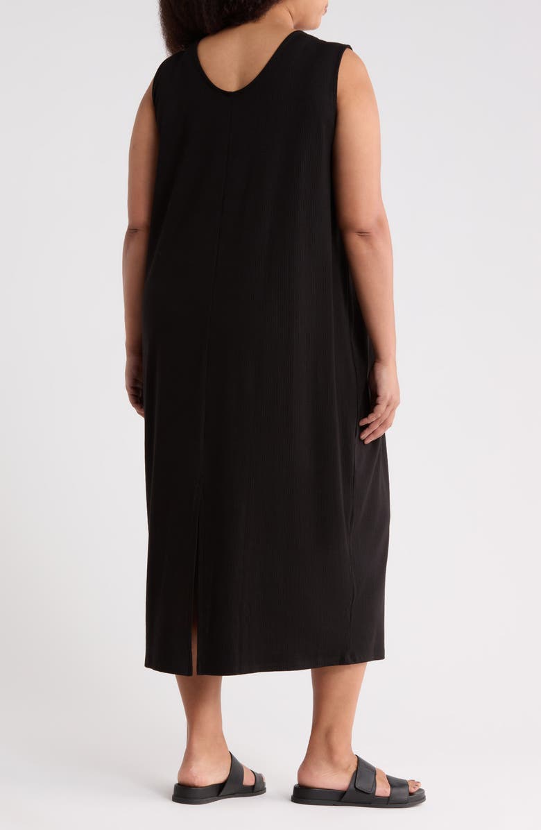 Eileen Fisher Rib Knit Tank Midi Dress, Alternate, color, Black