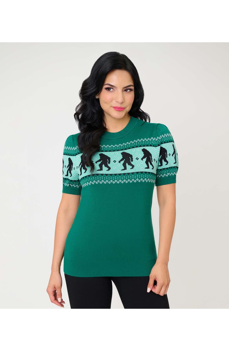 Unique Vintage Paige Sweater, Main, color, Green Sasquatch Print