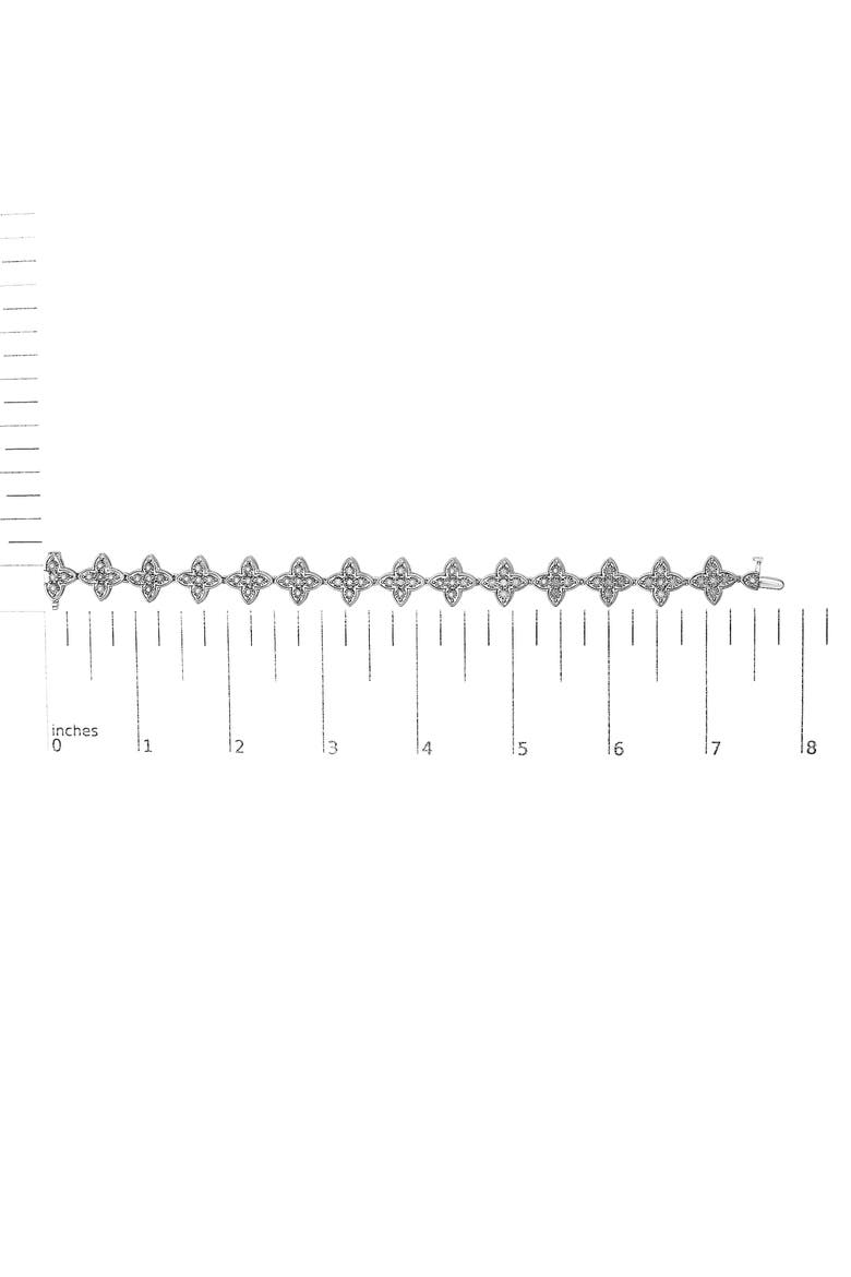 Silver 1.0 cttw Miracle-Set Diamond 4 Leaf Clover Link Bracelet, Alternate, color, White