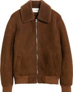 FRAME Suede & Genuine Shearling Bomber Jacket