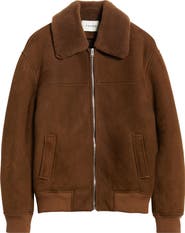 FRAME Suede & Genuine Shearling Bomber Jacket