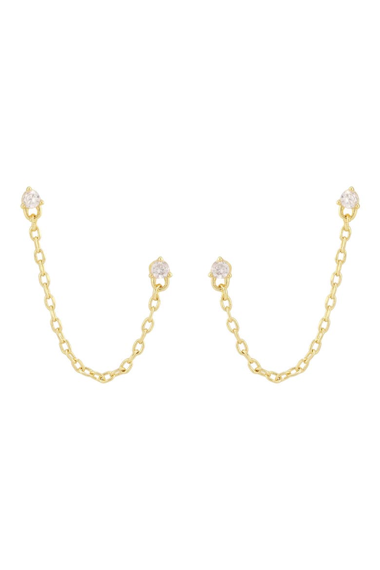 Double Piercing Chain Earrings, Alternate, color, GOLD