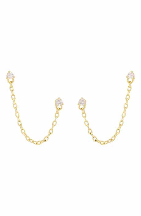 Double Piercing Chain Earrings