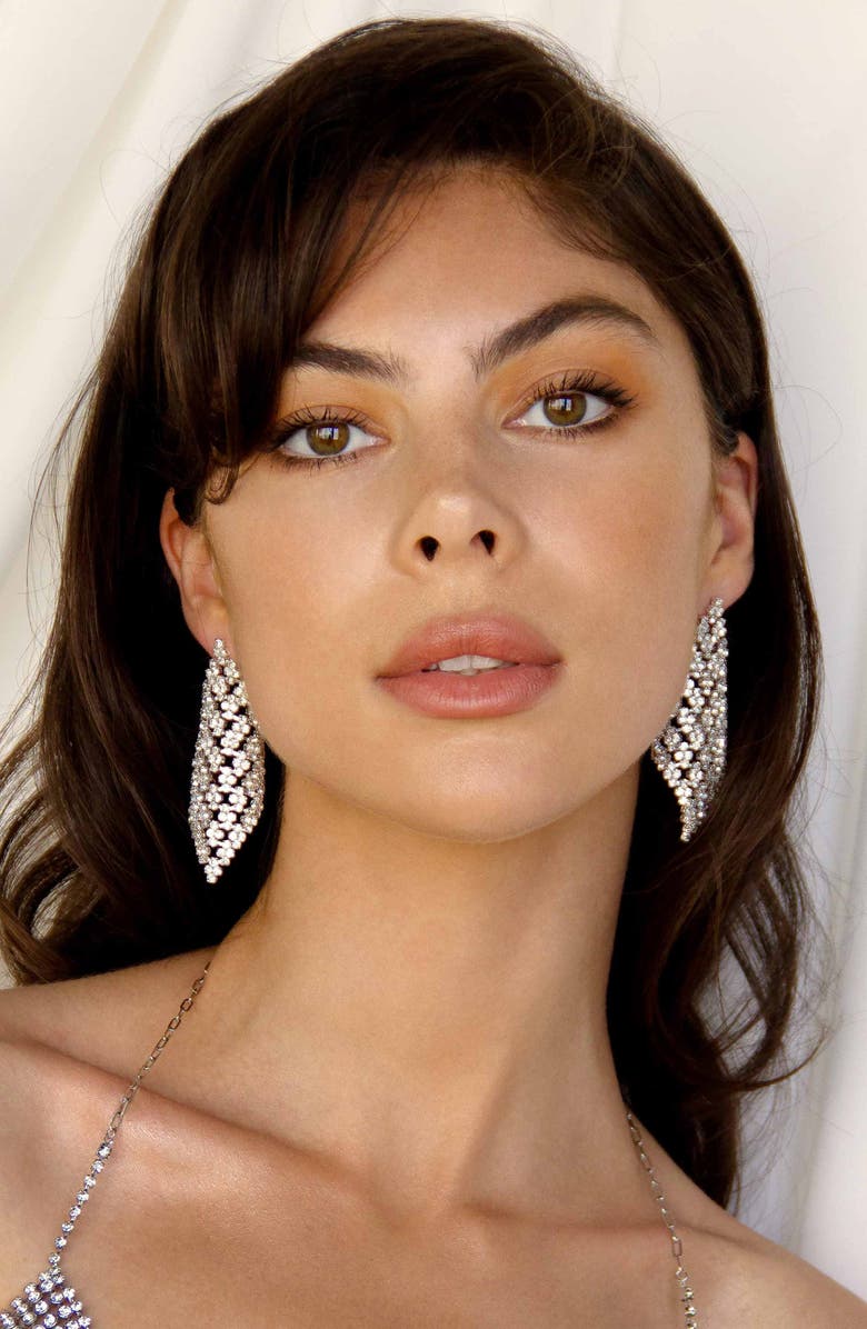 Ettika Swinging Crystal Drop Earrings, Alternate, color, Silver