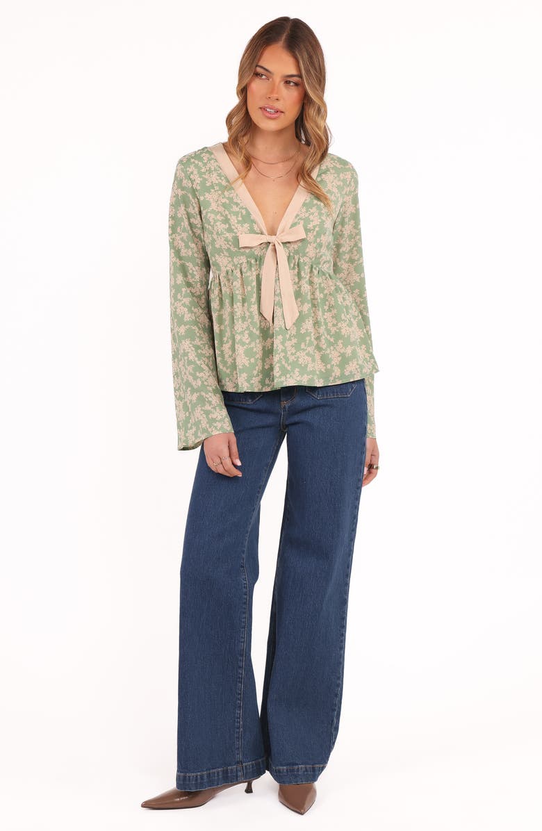 Petal & Pup Reeva Tie Front Top, Alternate, color, Green Floral