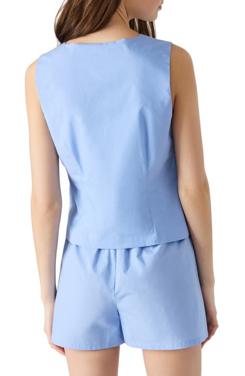 Steve Madden Aliza Tie Front Cotton Blend Top In Blue