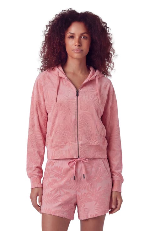 Womens Cropped Terry Toweling Zip Hoodie