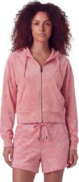 Lords of Harlech Womens Cropped Terry Toweling Zip Hoodie
