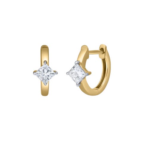 Princess Charm 14K Gold Lab Grown Diamond Huggies - 0.50 ct