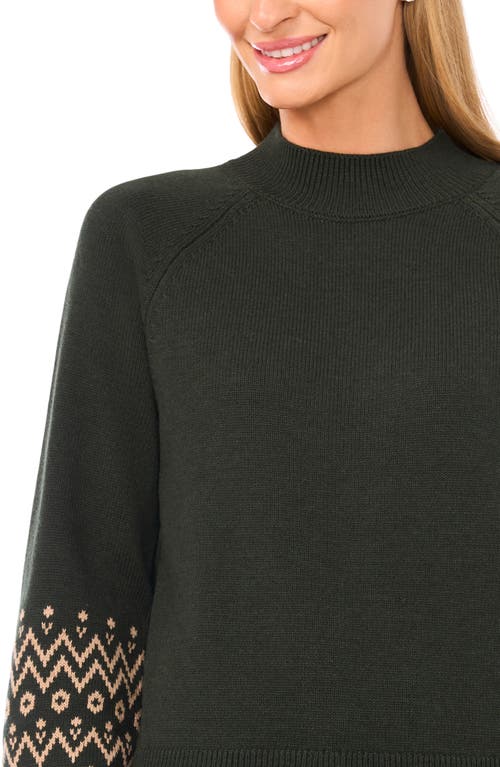 Halogenr Halogen(r) Fair Isle Accent Mock Neck Sweater In Black