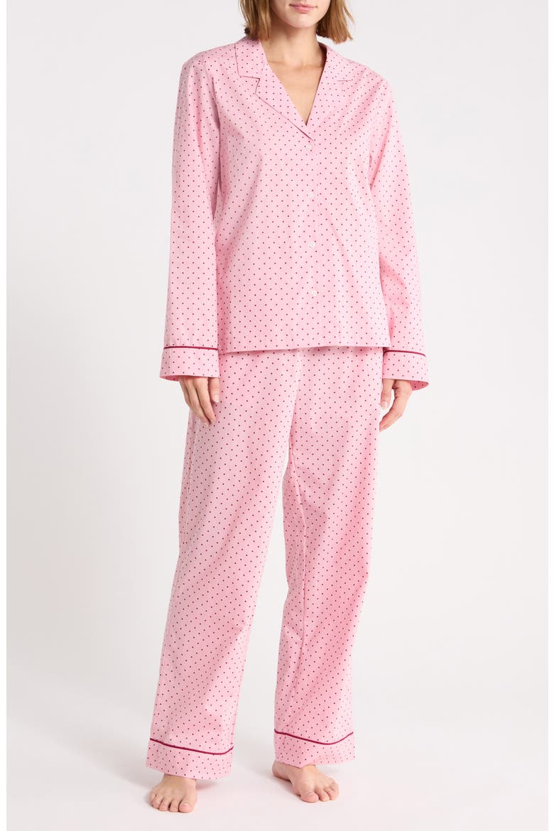 Cotton Poplin 2-Piece Pajamas, Main, color, PINK- BURGUNDY BEET POLKA DOT