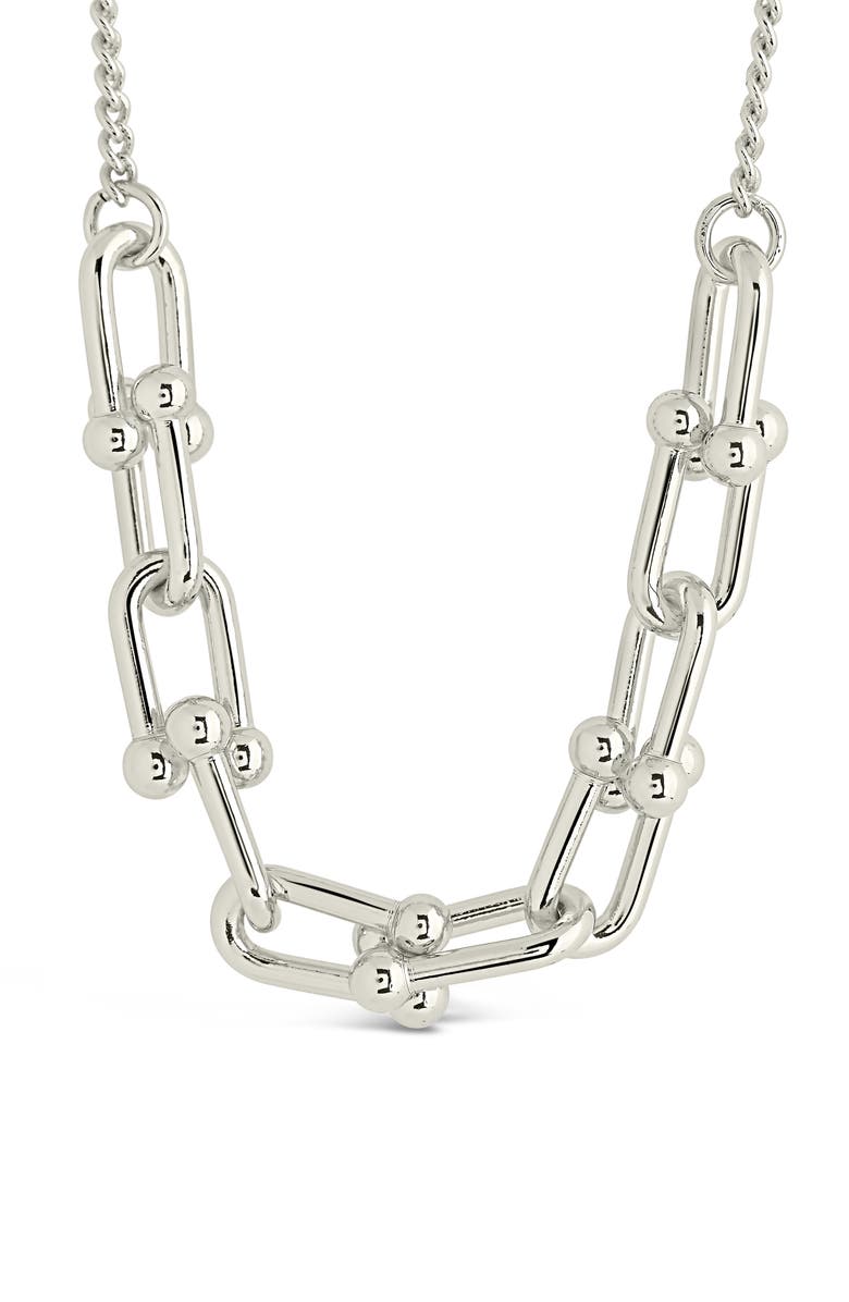 Sterling Forever Station Stirrup Link Chain Necklace, Alternate, color, Silver
