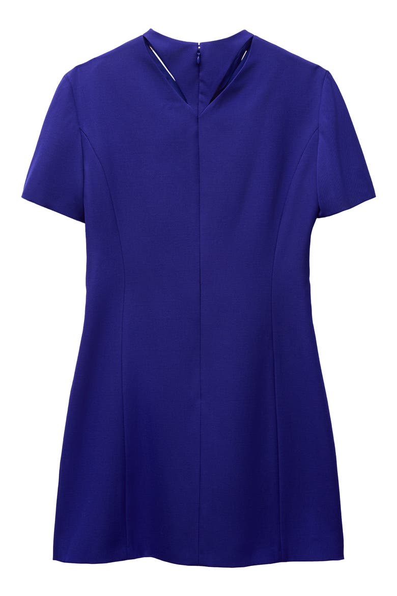 Wool Grain de Poudre Minidress, Alternate, color, BLUE