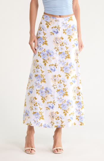 Reformation Andi Linen Midi Skirt In Romantic