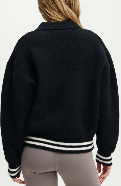 Cotton On Body Active Knitted Graphic Bomber In Black Heritage Club