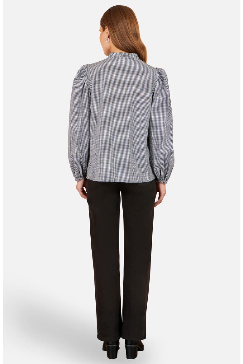 Cotton Gingham Embroidered Shirt, Alternate, color, Black