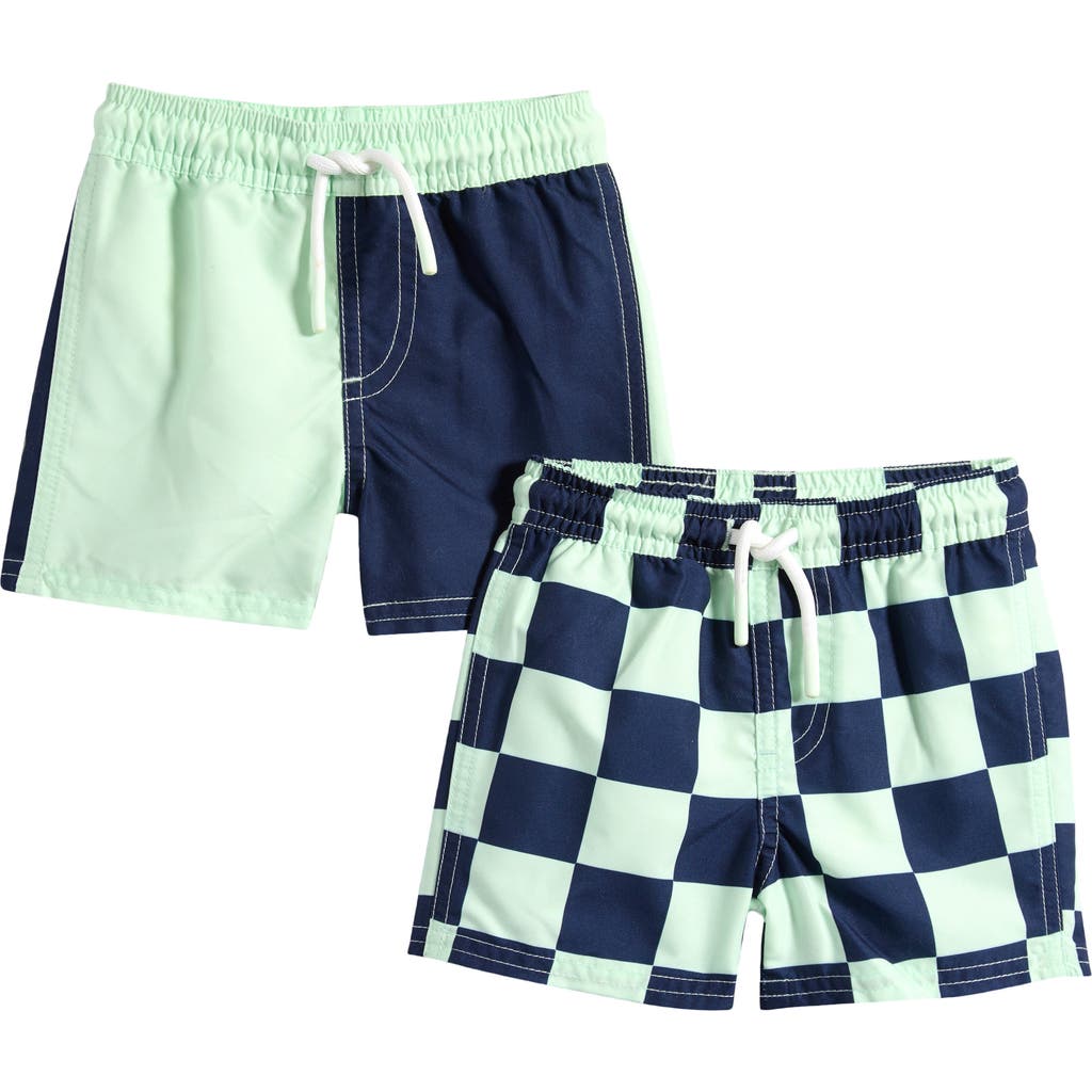 Shop Pl Baby By Petit Lem 2-pack Swim Trunks In Navy