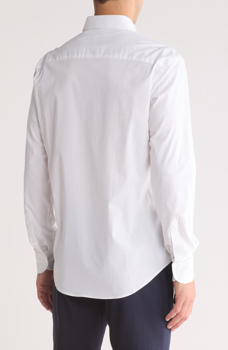 Armani Collezioni Solid Stretch Cotton Twill Dress Shirt, Alternate, color, Solid White