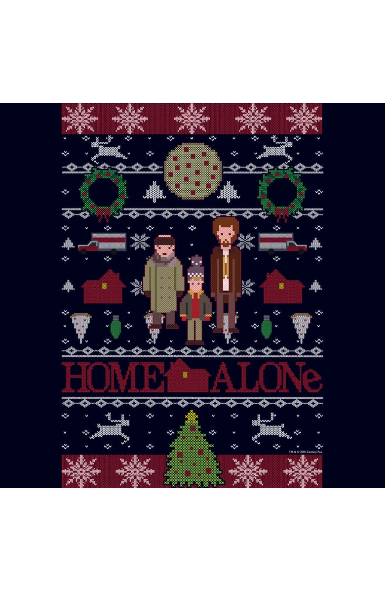 Home Alone Men's Home Alone Characters Ugly Sweater Graphic T-Shirt, Alternate, color, Navy Blue