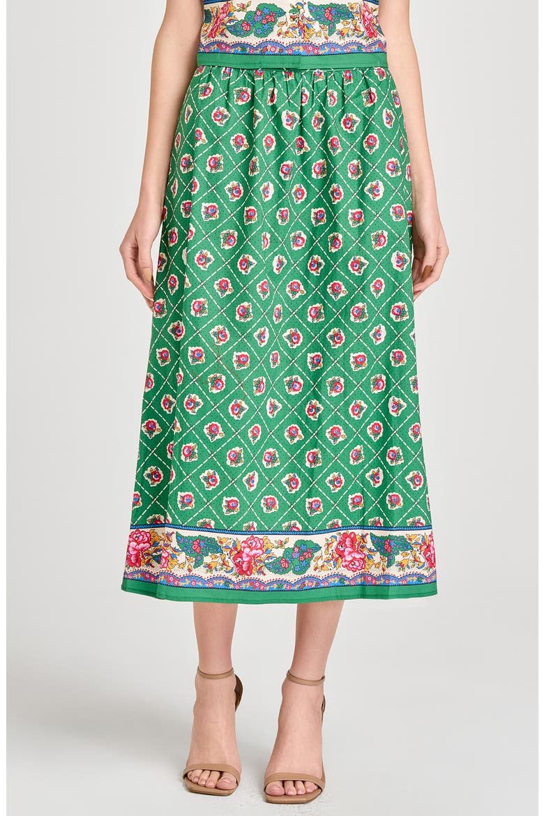 Josefina Cotton Blend Skirt, Alternate, color, GREEN SCARF